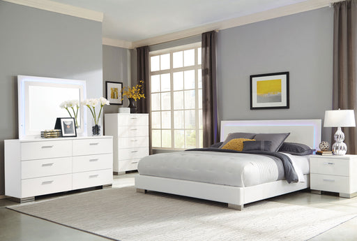 Coaster Felicity 6-Piece Queen Bedroom Set White High Gloss with 48-Inch Headboard (Model 203500Q-S5L)