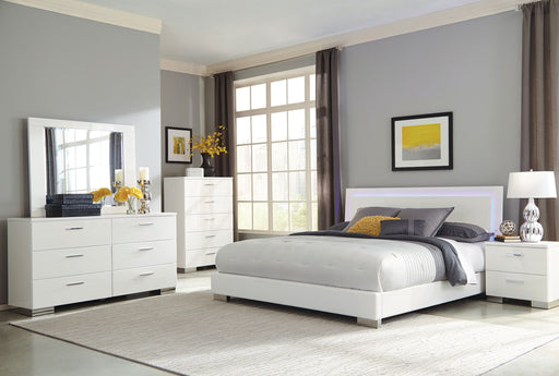 Coaster Felicity 6-Piece Queen Bedroom Set White High Gloss with 48-Inch Headboard (Model 203500Q-S5)
