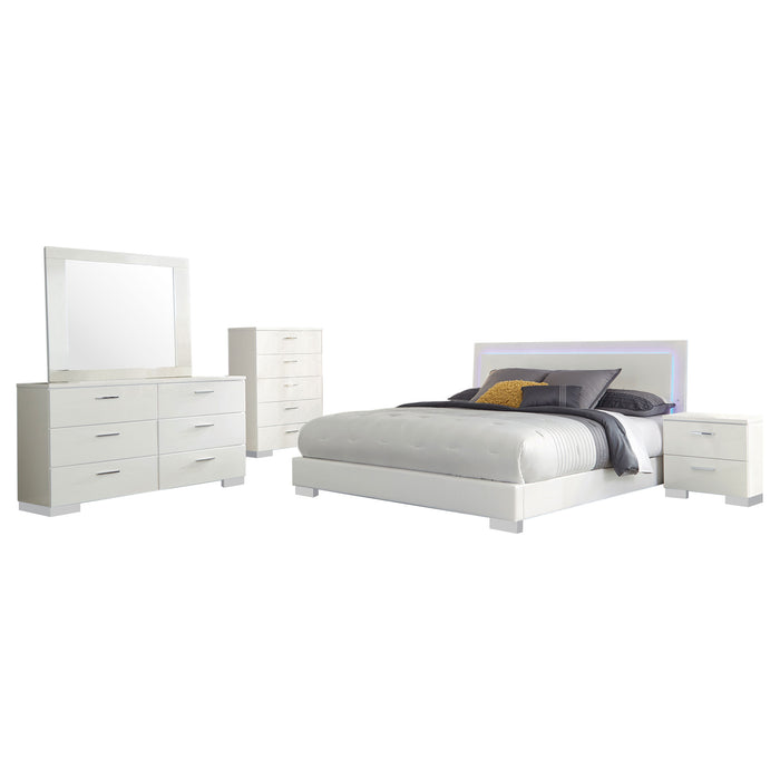 Felicity 5-piece Queen Bedroom Set White High Gloss