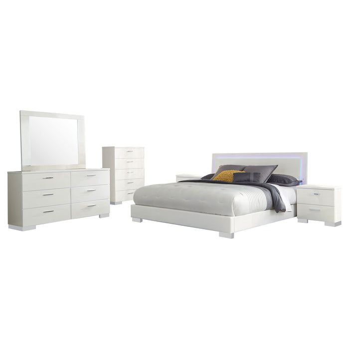 Felicity 5-piece Queen Bedroom Set White High Gloss