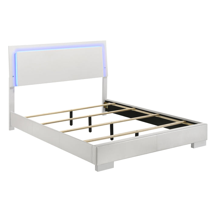 Felicity Wood LED Panel Bed White High Gloss
