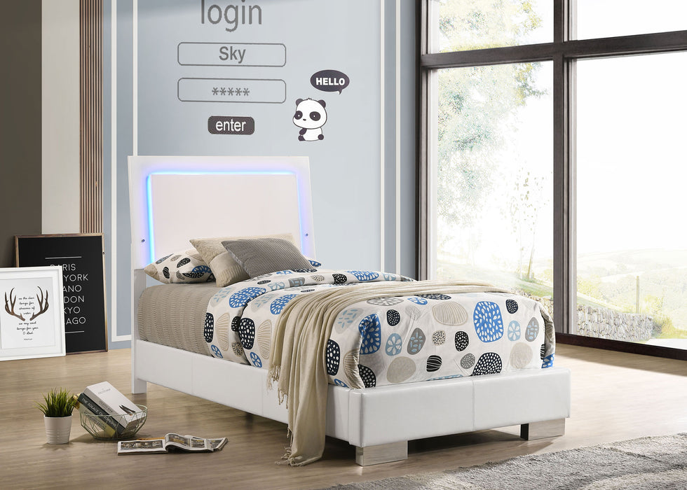 Felicity Wood LED Panel Bed White High Gloss