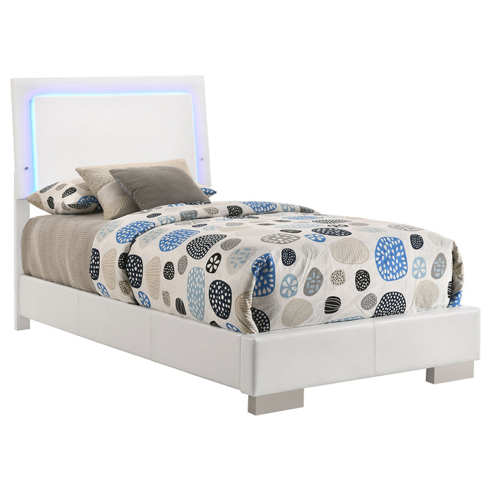 Felicity Wood LED Panel Bed White High Gloss