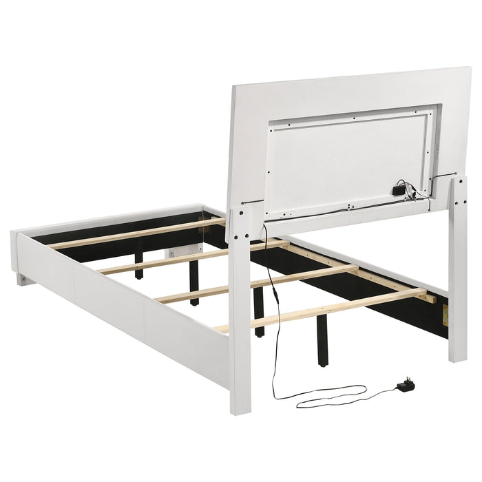 Felicity Wood LED Panel Bed White High Gloss