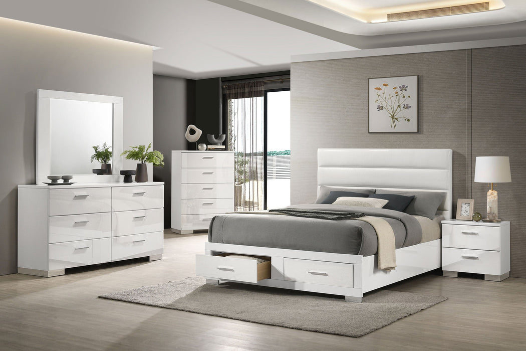 Juego de dormitorio de plataforma Felicity de 5 piezas - blanco