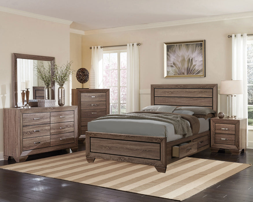 Coaster Kauffman 6-Piece Eastern King Bedroom Set Washed Taupe with 54-Inch Headboard (Model 204190KE-S5)
