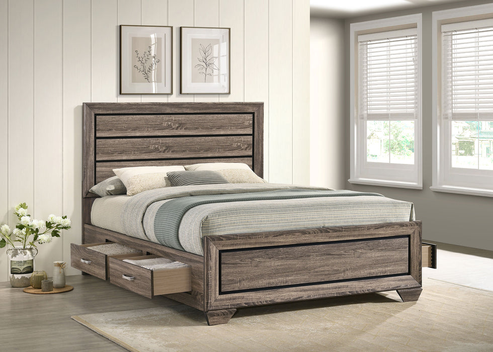 Kauffman Wood Storage Panel Bed Washed Taupe