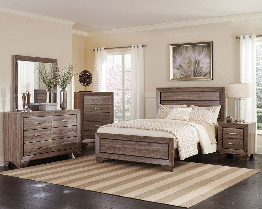 Coaster Kauffman 6-Piece Queen Bedroom Set Washed Taupe with 54-Inch Headboard (Model 204191Q-S5)