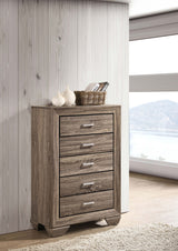 Cómoda de dormitorio Kauffman de 5 cajones en color topo lavado
