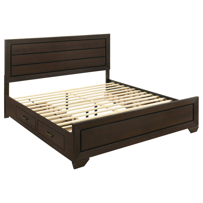 Cama de panel de madera con almacenamiento Kauffman - cacao oscuro