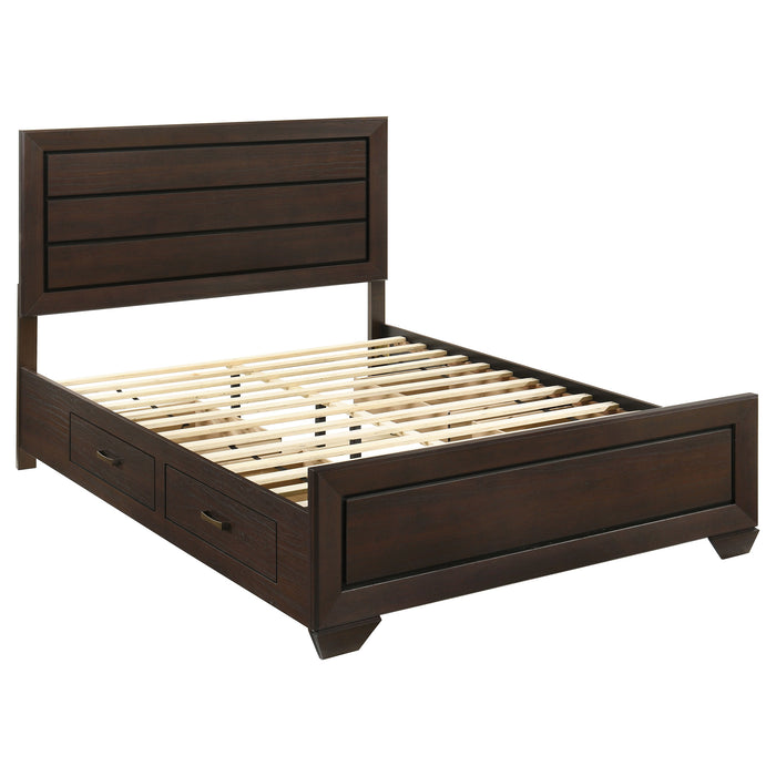 Cama de panel de madera con almacenamiento Kauffman - cacao oscuro