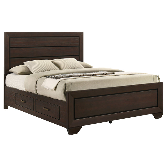 Cama de panel de madera con almacenamiento Kauffman - cacao oscuro