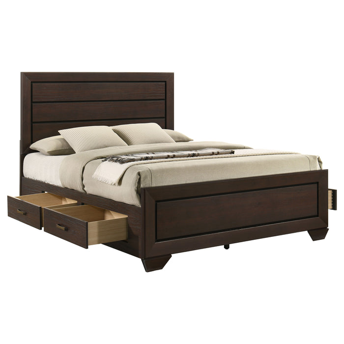 Cama de panel de madera con almacenamiento Kauffman - cacao oscuro