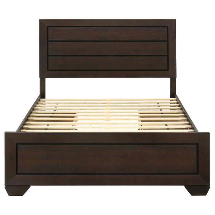 Cama de panel de madera con almacenamiento Kauffman - cacao oscuro
