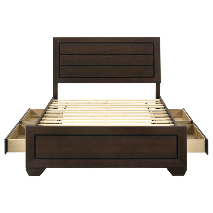 Cama de panel de madera con almacenamiento Kauffman - cacao oscuro