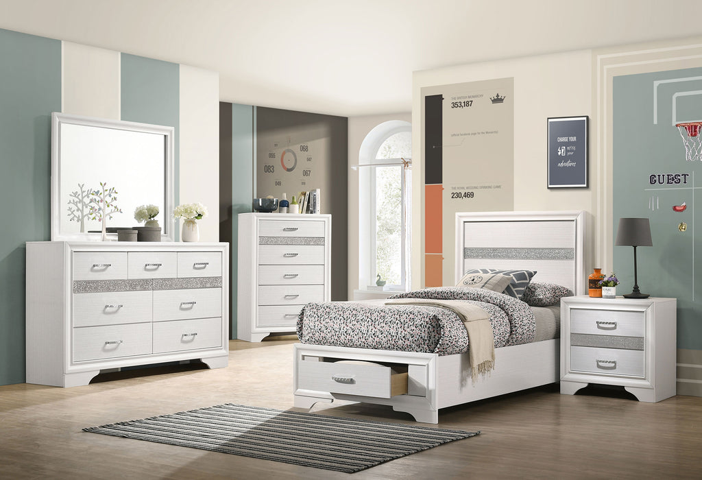 Coaster Miranda 6-Piece Twin Bedroom Set White with 50-Inch Headboard