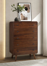 Robyn 5-drawer Bedroom Chest of Drawers Dark Walnut