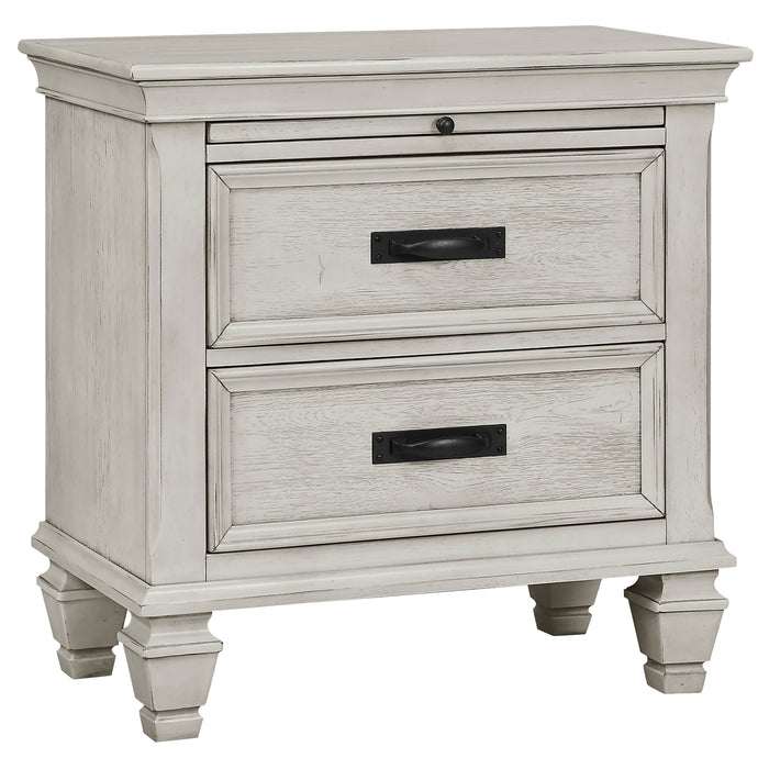 Juego de dormitorio Franco tamaño Eastern King de 5 piezas - blanco desgastado