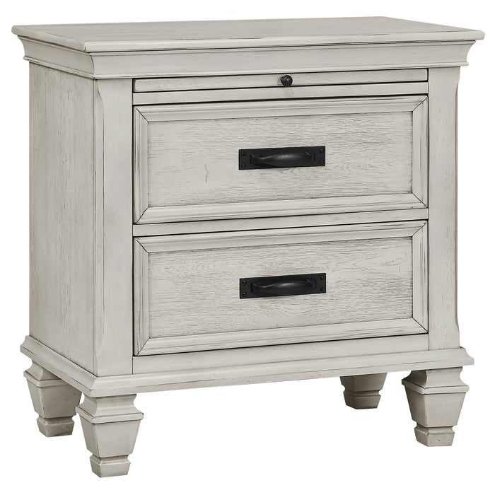 Juego de dormitorio Franco tamaño Eastern King de 5 piezas - blanco desgastado