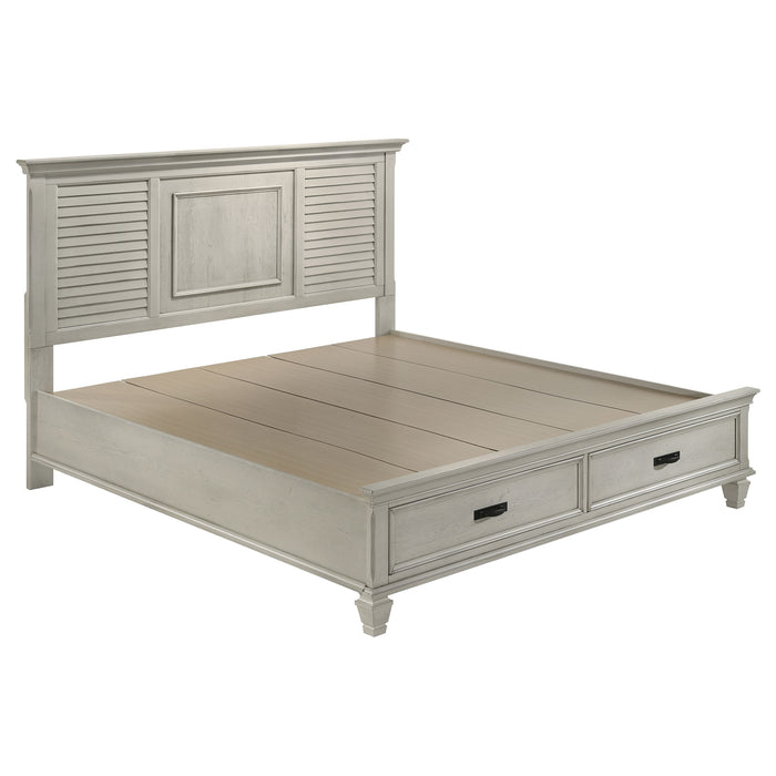 Franco Wood Storage Panel Bed Distressed White