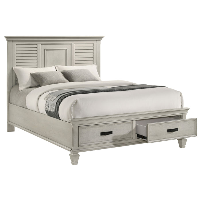 Franco Wood Storage Panel Bed Distressed White