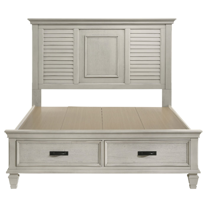 Franco Wood Storage Panel Bed Distressed White
