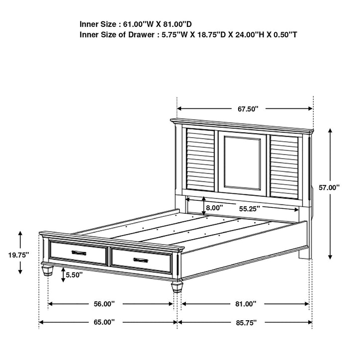 Franco Wood Storage Panel Bed Distressed White