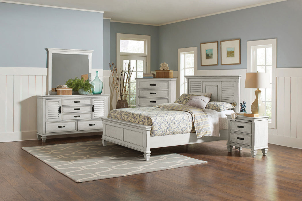 Coaster Franco 6-Piece Queen Bedroom Set Distressed White with 57-Inch Headboard (Model 205331Q-S5)