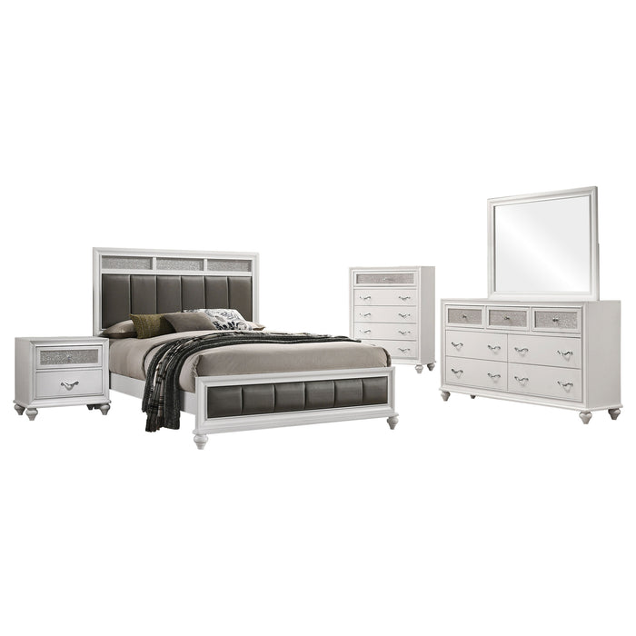 Juego de dormitorio Barzini tamaño Eastern King de 5 piezas - blanco