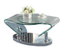Contemporary Motion Glass Top Cocktail Table w/ Steel Base 2062-CT