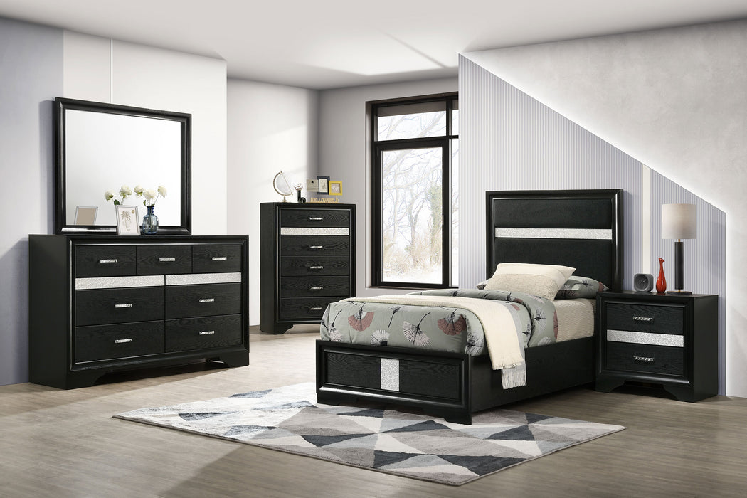 Coaster Miranda 6-Piece Twin Bedroom Set Black with 54-Inch Headboard