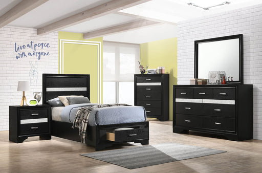 Coaster Miranda 6-Piece Twin Bedroom Set Black with 50-Inch Headboard