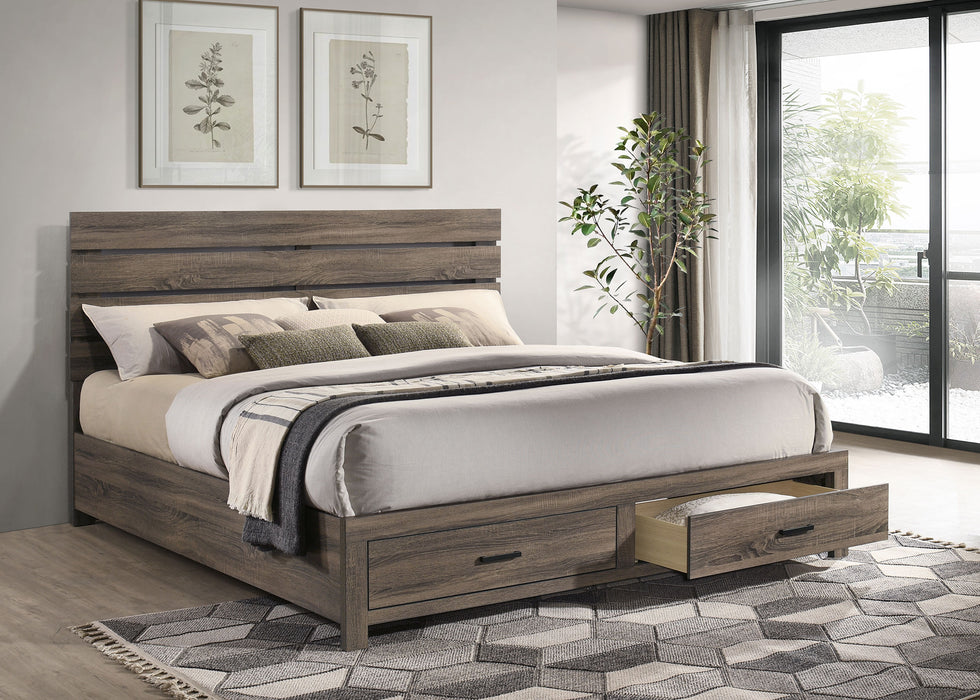 Brantford Wood Storage Panel Bed Barrel Oak