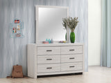 Cómoda Brantford de 6 cajones con espejo, blanco costero
