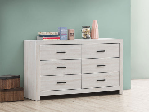 Cómoda Brantford de 6 cajones en blanco costero