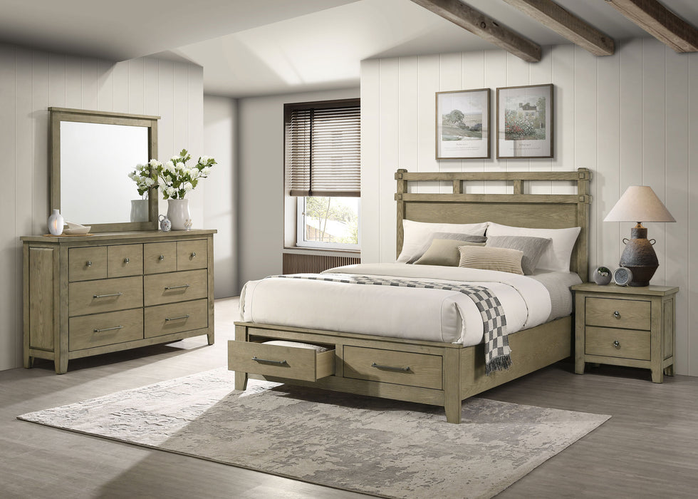 Juego de dormitorio Hazlewood tamaño Queen de 5 piezas - roble viñedo