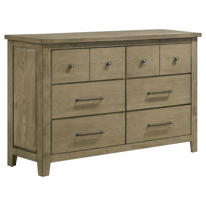 Juego de dormitorio Hazlewood tamaño Queen de 5 piezas - roble viñedo
