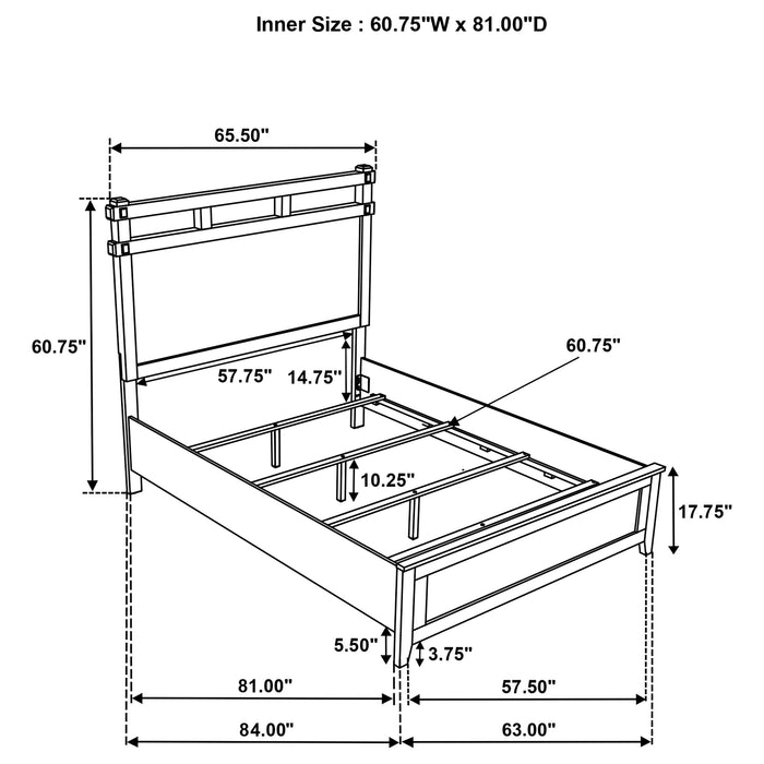 Cama de panel Hazlewood de 61" - roble viñedo