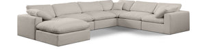 Comfy 158" Linen Textured Fabric Upholstered 7pc. Modular Sectional