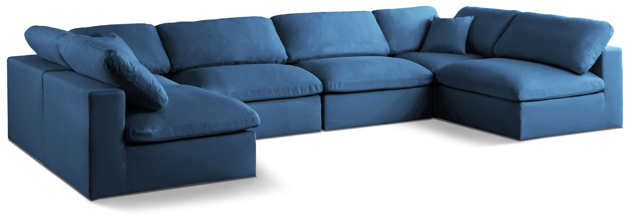 Plush 140" Velvet Upholstered Standard Comfort 6pc. Modular Sectional