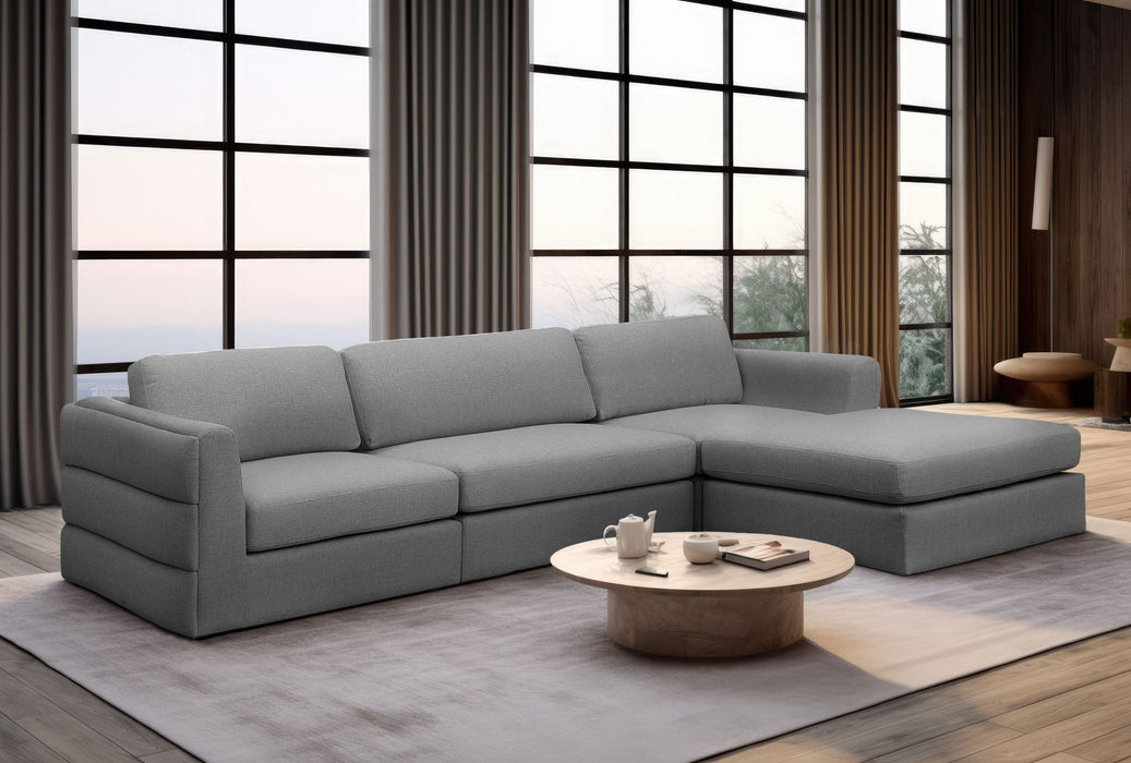 Beckham 114" Linen Textured Fabric Upholstered 4pc. Modular Sectional