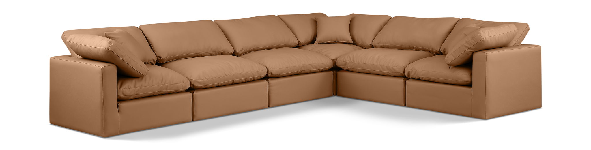 Indulge 140" Vegan Leather Upholstered 6pc. Modular Sectional