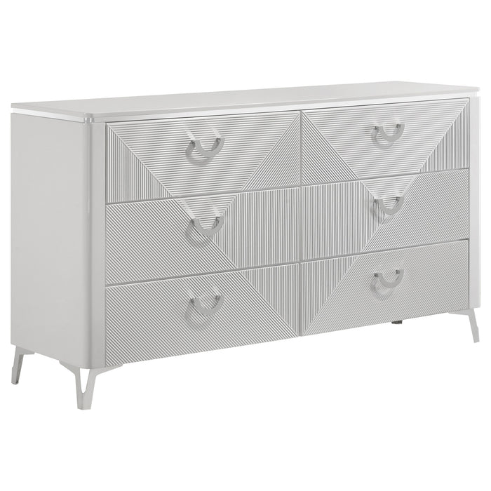 Cassia 5-piece Queen LED Bedroom Set White High Gloss