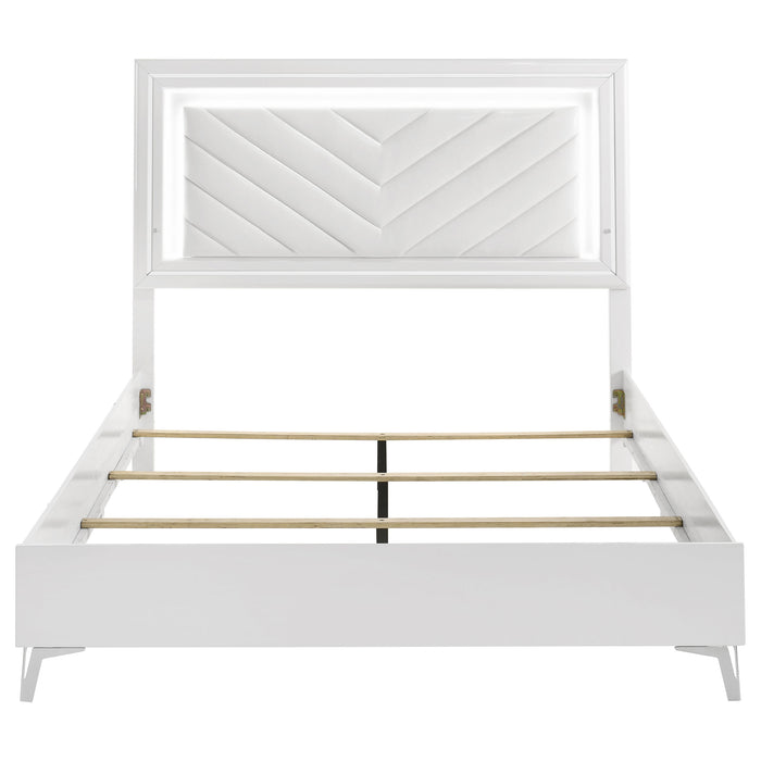 Cassia LED Panel Bed White High Gloss