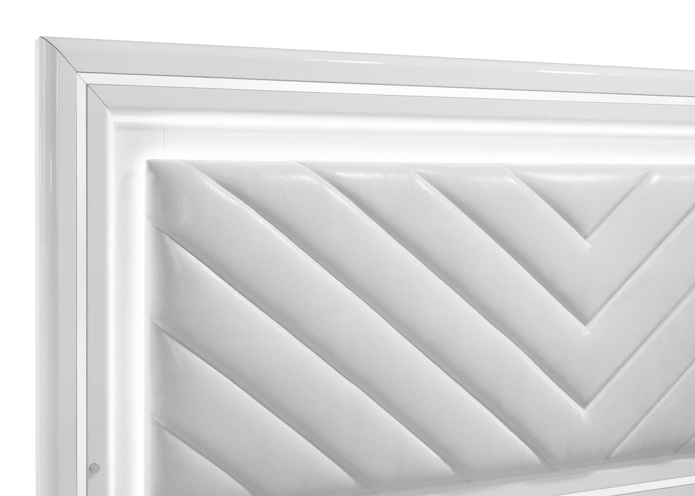 Cassia LED Panel Bed White High Gloss