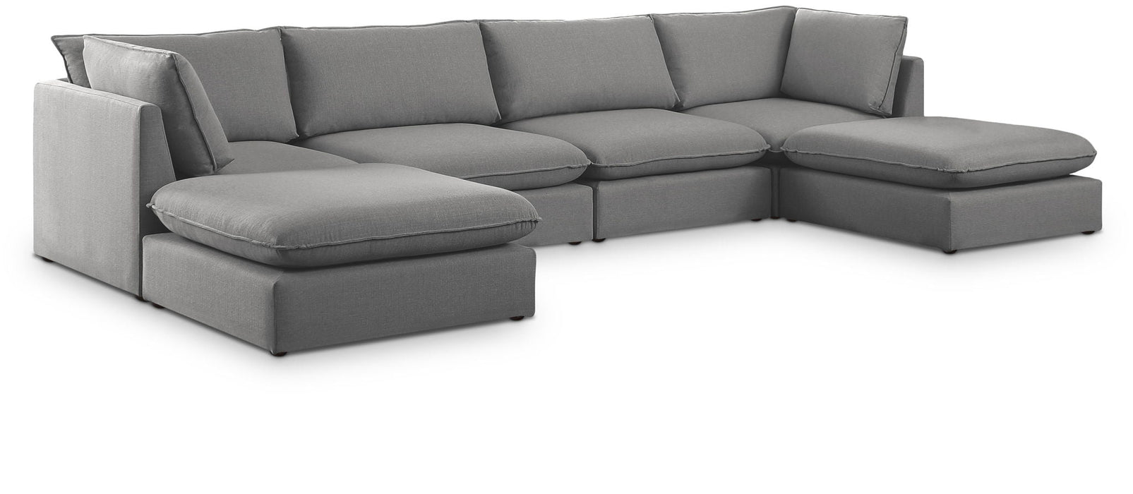 Mackenzie 160" Linen Textured Fabric Upholstered 6pc. Modular Sectional