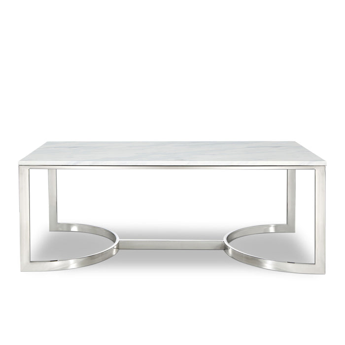 Copley Marble Veneer Top And Chrome Steel Base Coffee Table