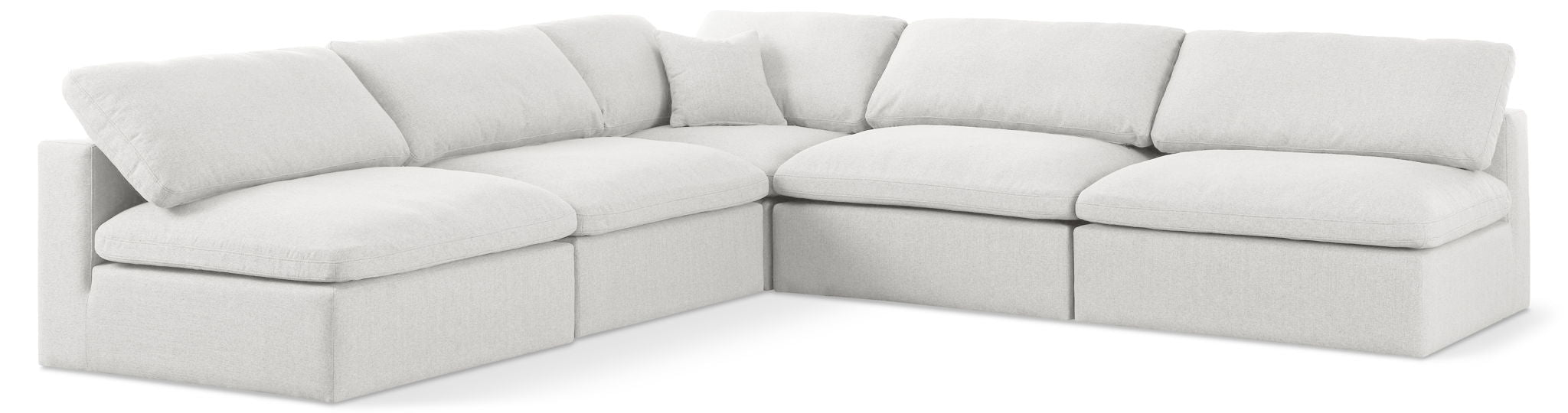 Serene 118" Linen Textured Fabric Upholstered Deluxe Comfort 5pc. Modular Sectional