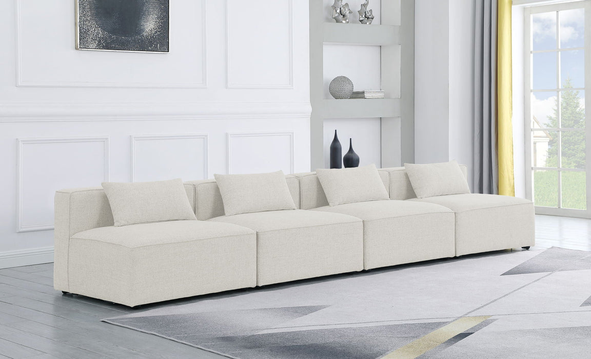 Cube 144" Fabric Upholstered 4pc. Armless Modular Sofa