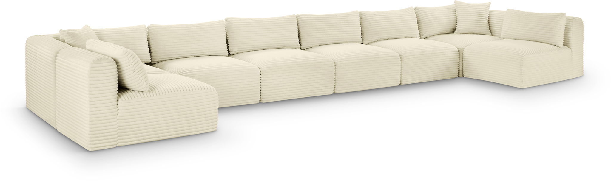 Shaggy 202" Corduroy Performance Fabric Upholstered Modular Sectional